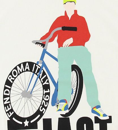 Fendi T-shirt - Creme m. Cyklist/Tekst