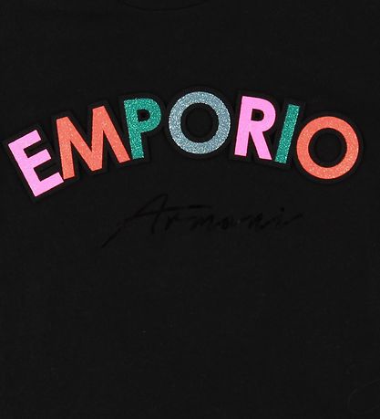 Emporio Armani T-shirt - Sort m. Glimmer/Patches
