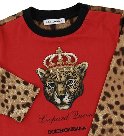 Dolce & Gabbana Bluse - Animal - Rd m. Leopard