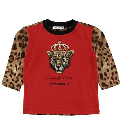 Dolce & Gabbana Bluse - Animal - Rd m. Leopard