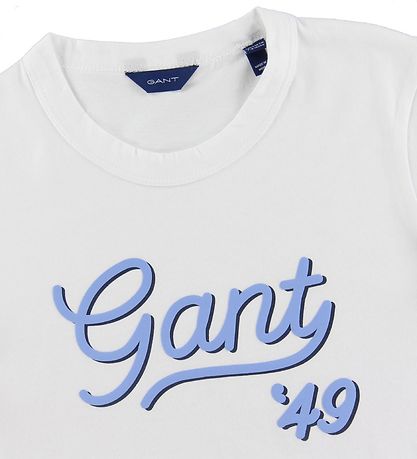 GANT T-shirt - Gant Script - Hvid m. Lysebl