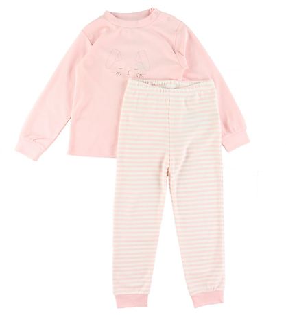 Fixoni Nattøj - Light Rose m. Striber/Kanin