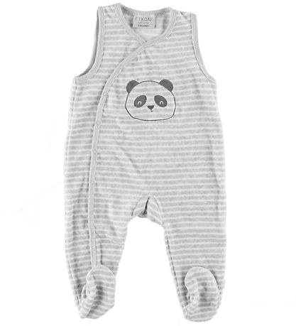 Fixoni Sparkedragt m. Body l/æ - Gråmeleret m. Panda/Striber