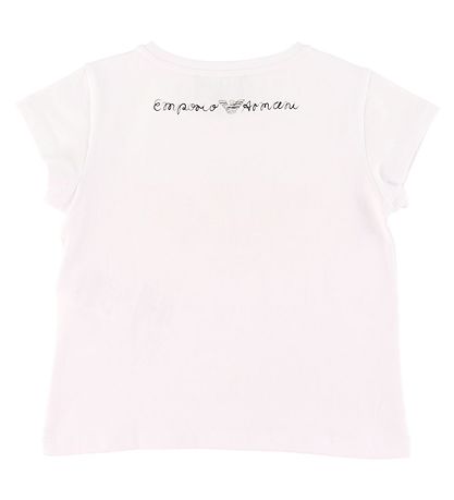 Emporio Armani T-shirt - Hvid m. Rosa Logo
