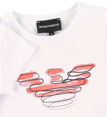 Emporio Armani T-shirt - Hvid m. Rosa Logo