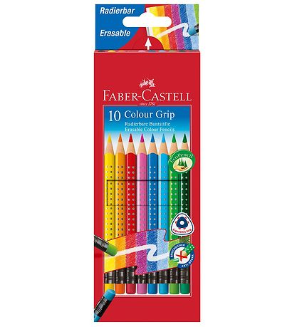 Faber-Castell Farveblyanter m. Viskelder - Grip - 10 stk - Mult