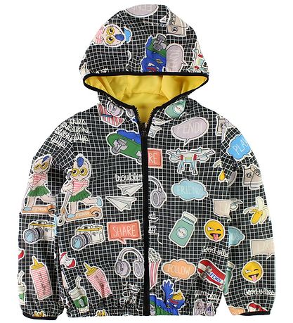 Fendi Kids Jakke - Vendbar - Gul/Sort m. Print