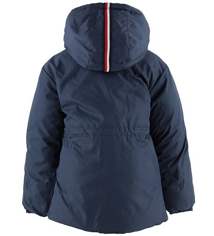 Tommy Hilfiger Dynejakke - Vendbar - Navy/Rd/Hvid