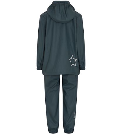 En Fant Regntøj m. Seler - PU - Dark Slate