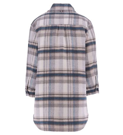 Tommy Hilfiger Jakke - Check Coat - Grey/Petrol Check