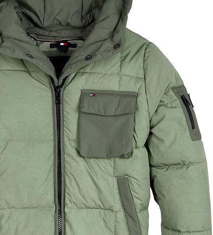 Tommy Hilfiger Dynejakke - Detachable Hood - Spring Olive