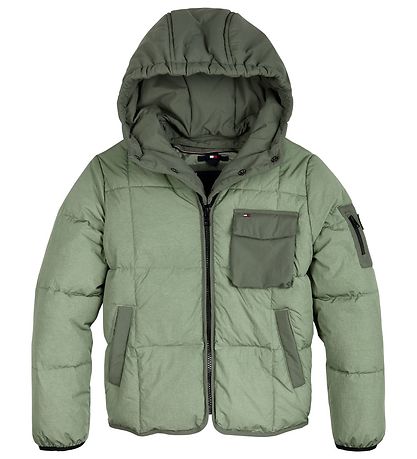 Tommy Hilfiger Dynejakke - Detachable Hood - Spring Olive