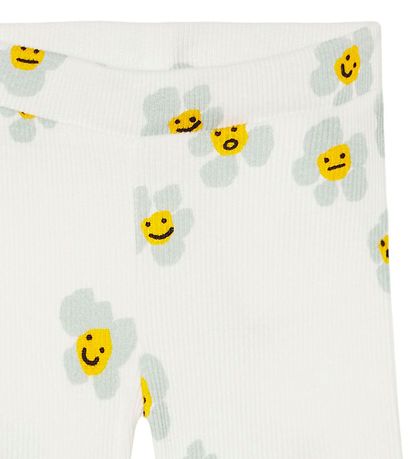 Stella McCartney Kids Leggings - Rib - Hvid m. Blomster