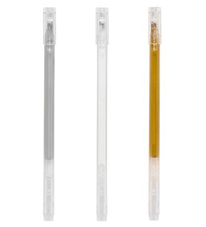 Ooly Farvekuglepen - Modern Gel Pens - Guld/Hvid/Sølv