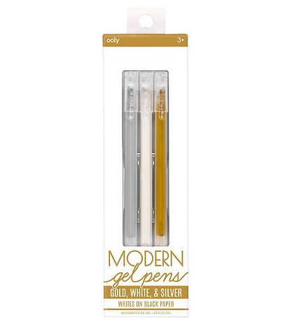 Ooly Farvekuglepen - Modern Gel Pens - Guld/Hvid/Slv