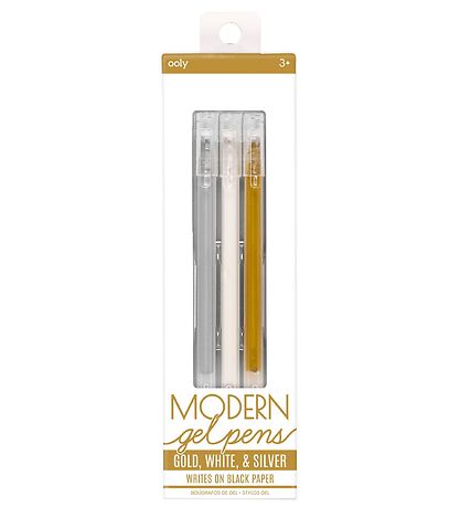 Ooly Farvekuglepen - Modern Gel Pens - Guld/Hvid/Sølv