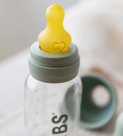 BIBS Sutteflaske - Glas - Slow Flow - 110 ml - Naturgummi - Sage
