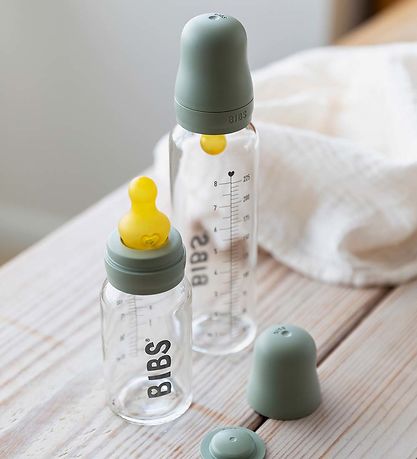 Bibs Sutteflaske - Glas - Slow Flow - 110 ml - Naturgummi - Sage