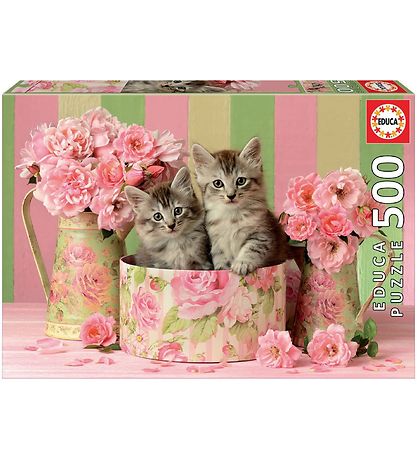 Educa Puslespil - 500 Brikker - Kittens With Roses