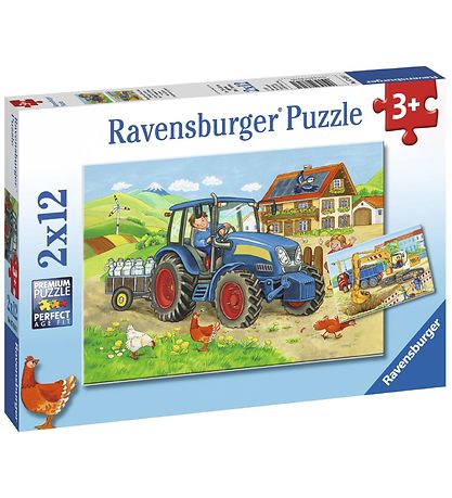 Ravensburger Puslespil - 2x12 Brikker - Hard At Work