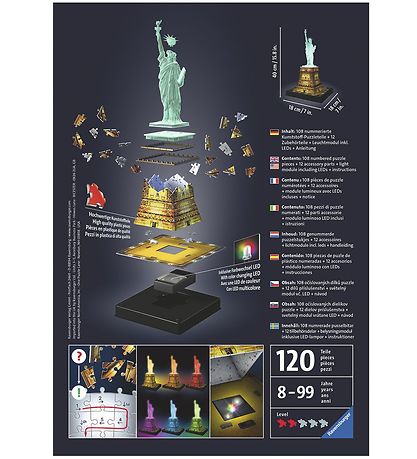 Ravensburger 3D Puslespil - 120 Brikker - Statue of Liberty Nigh