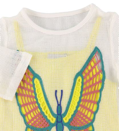 Stella McCartney Kids Kjole - Hklet - Hvid/Gul m. Sommerfugl