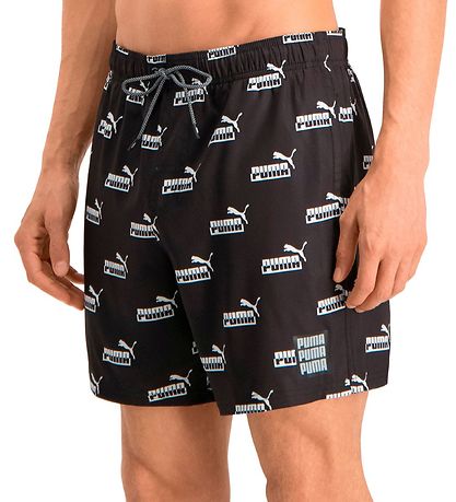 Puma Badeshorts - Sort/Hvid m. Logo