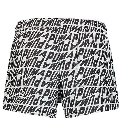 Puma Badeshorts - Hvid m. Sort Print