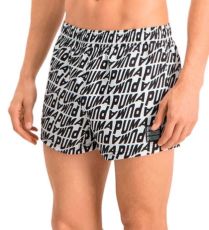 Puma Badeshorts - Hvid m. Sort Print