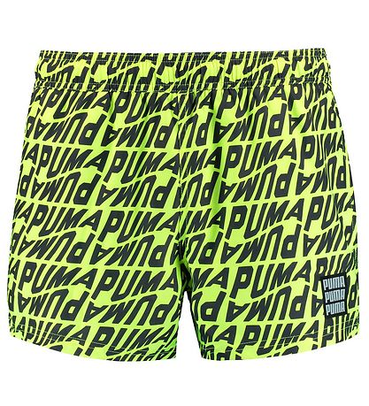 Puma Badeshorts - Neongul m. Print