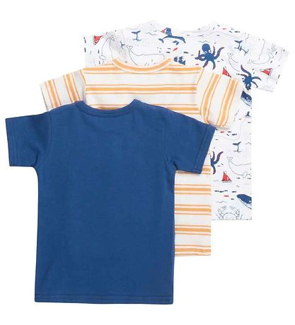 Hust and Claire T-shirt - 3-pak - Asmo - Hvid/Blå/Gul
