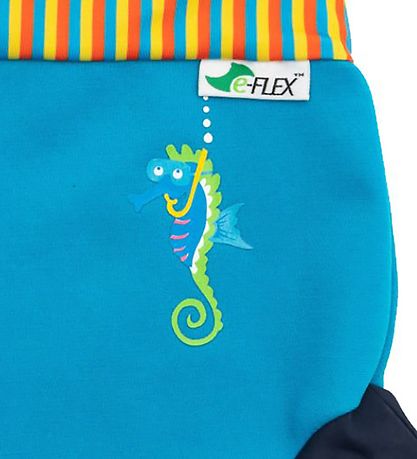 Konfidence Blebadebukser - UV50+ - Swim Nappy - Cyan/Stripe Seab