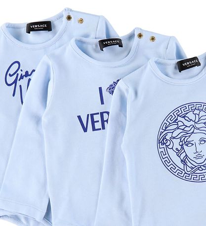 Versace Gaveske - Bodyer l/ - 3-pak - Baby Blue