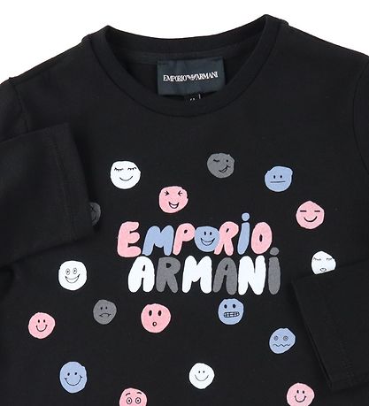 Emporio Armani Bluse - Sort m. Tekst/Smileys