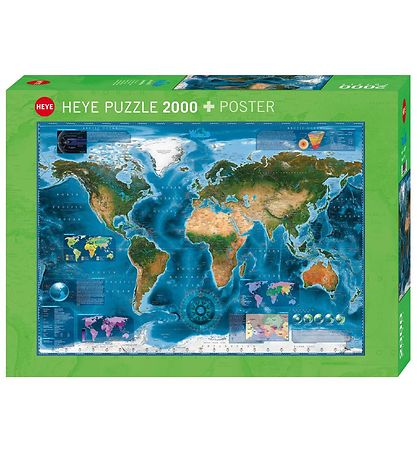 Heye Puzzle Puslespil - Satellite Map - 2000 Brikker