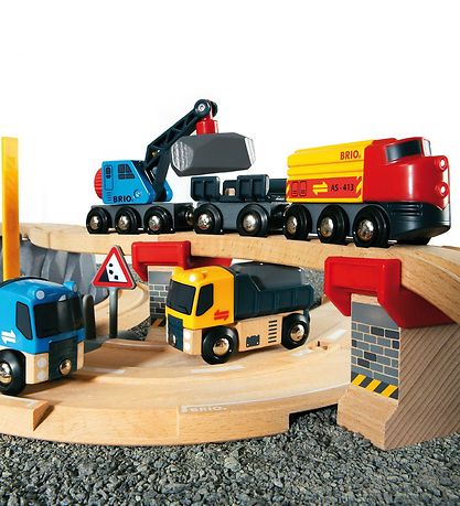 BRIO Tog- Og Vejbane Lodsesæt - 32 dele - Grå/Træ 33210