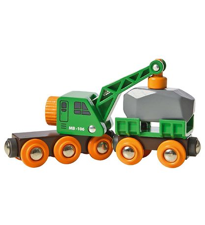 BRIO World Togvogn m. Kran - Grn 33698