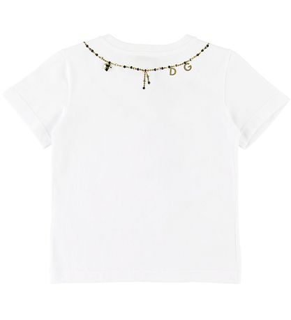 Dolce & Gabbana T-shirt - Hvid m. Krystaller