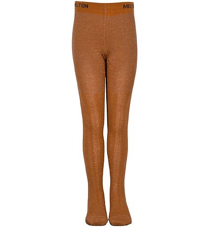 Melton Strømpebukser - Orange m. Glimmer