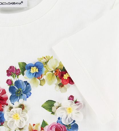 Dolce & Gabbana T-shirt - Blooming - Hvid m. Logo