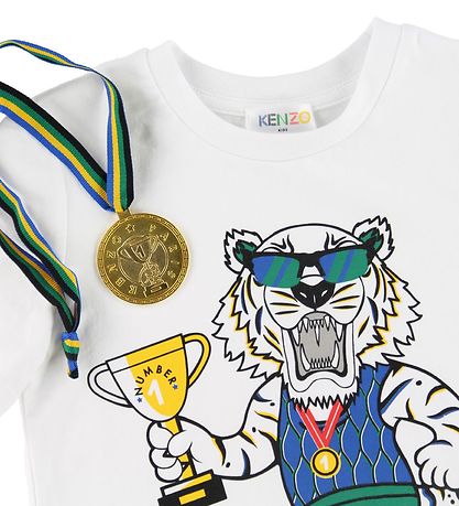 Kenzo T-shirt - Exclusive Edition - Hvid/Bl m. Medalje