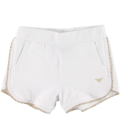 Emporio Armani Sæt - T-shirt/Shorts - Hvid m. Guldglimmer
