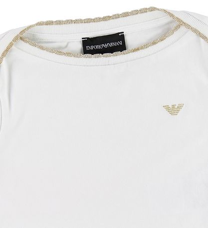 Emporio Armani Sæt - T-shirt/Shorts - Hvid m. Guldglimmer