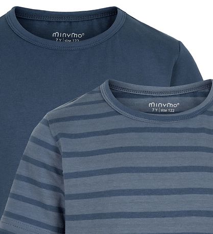 Minymo T-shirts - 2-pak - New Navy m. Striber