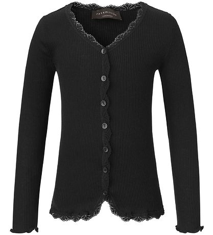 Rosemunde Cardigan - Silke/Bomuld - Rib - Sort