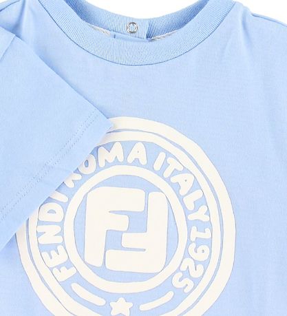 Fendi T-shirt - Lysebl m. Logo