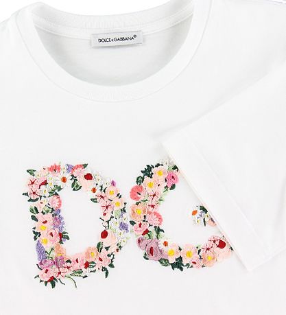 Dolce & Gabbana T-shirt - Country - Hvid m. Blommabroder