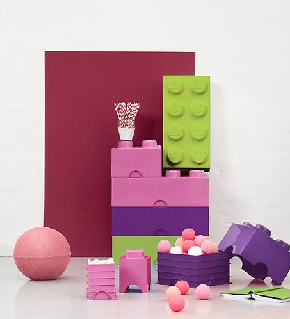 LEGO Storage Opbevaringsboks - 8 Knopper - 50x25x18 - Pink