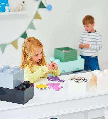 LEGO® Storage Opbevaringsboks - 4 Knopper - 25x25x18 - Støvet Gr