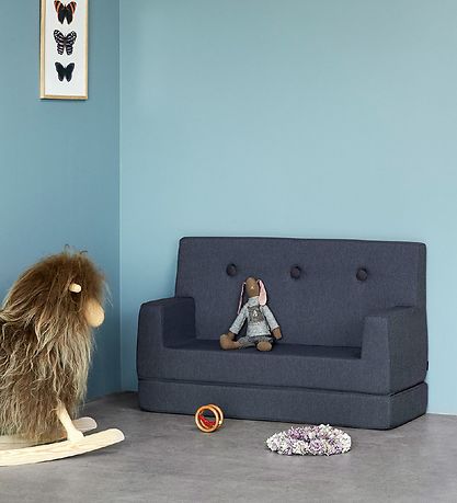 by KlipKlap Sofa - Kids Sofa - 100 cm - Dark Blue/Black